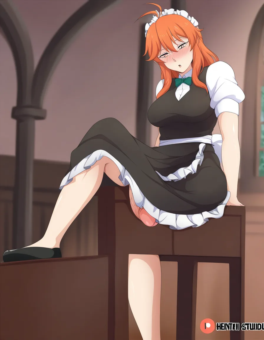 best quality, polished, maid, short sleeves, futanari, vivid anime colors, hentai_studio_quality