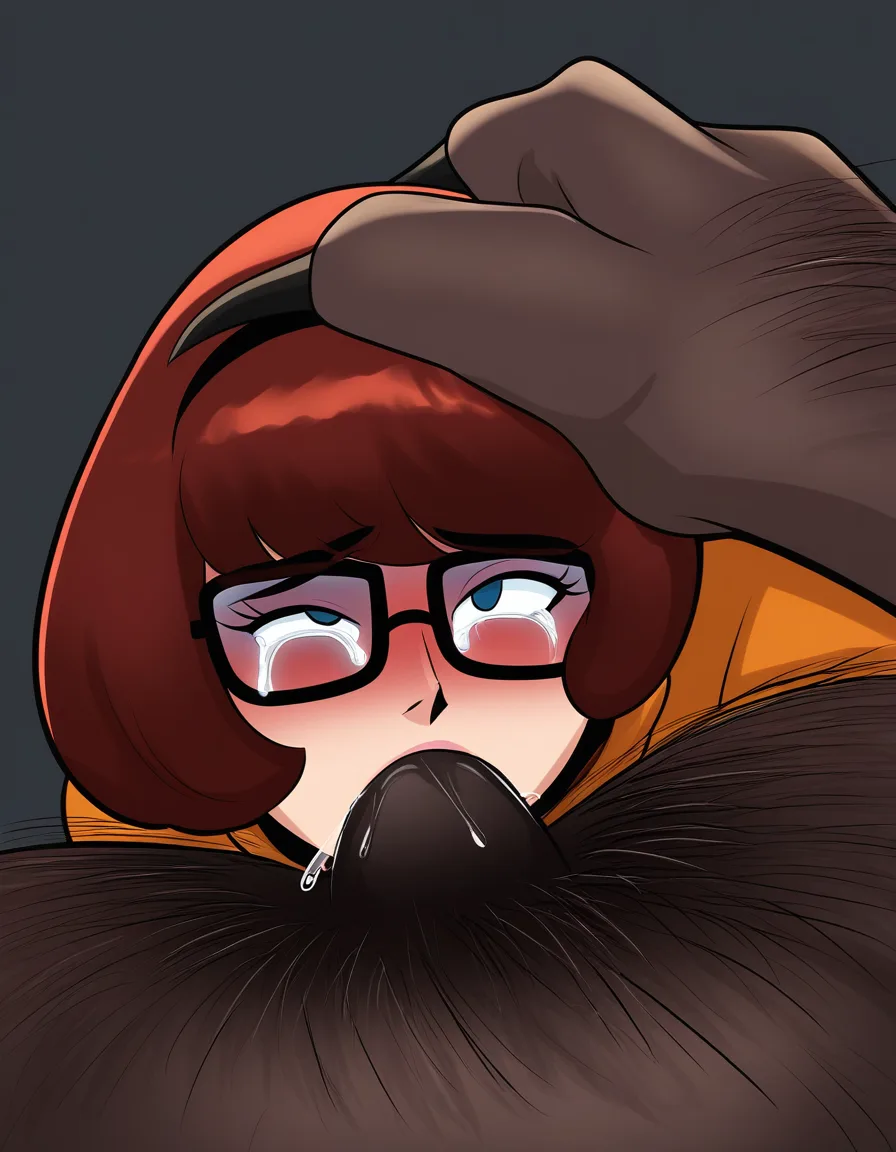 velma dinkly , werewolf , fellatio, crying, hentai_studio_quality