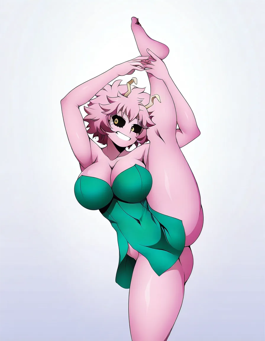 Ashido mina from the anime Boku no Hero Academia, large breasts, thick thighs, tight green dress that reaches her legs, sensual standing pose, white background, smile, pink body
#8k anime hentai_studio_quality, hentai_studio_quality, hentai_studio_quality, hentai_studio_quality, hentai_studio_quality, hentai_studio_quality, hentai_studio_quality, hentai_studio_quality, hentai_studio_quality, hentai_studio_quality, hentai_studio_quality, hentai_studio_quality, hentai_studio_quality, hentai_studio_quality
