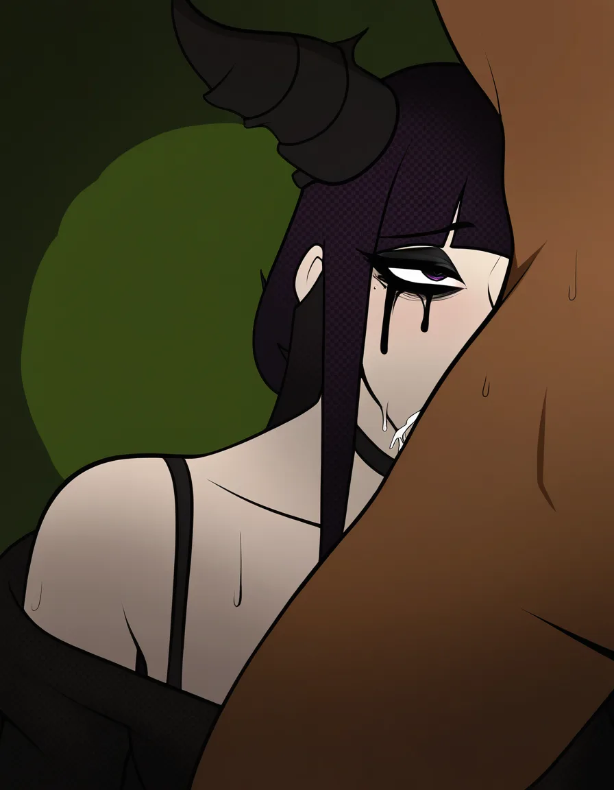 Goth Woman, Deepthroat, Cum In Throat, Black Makeup, hentai_studio_quality
