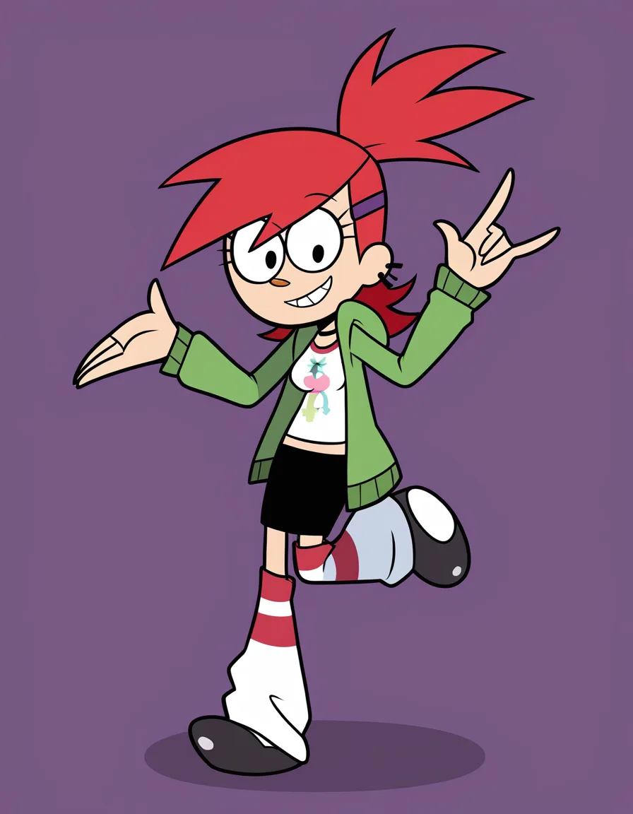 best quality, polished, frankie foster, frankie from fosters home for imaginary friends, smiling, dancing, hentai_studio_quality