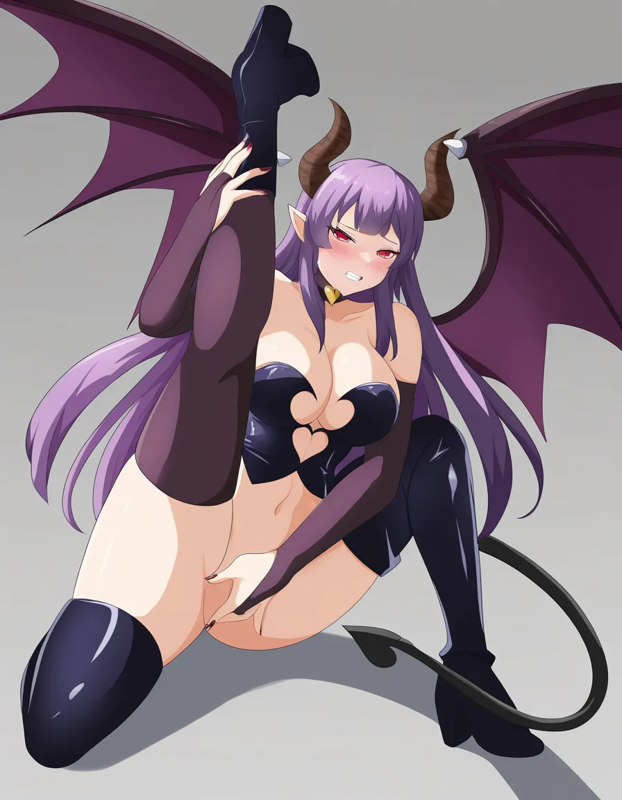 ultra detailed, succubus, boots, leg up, full body, anime style, masturbation, hentai_studio_quality