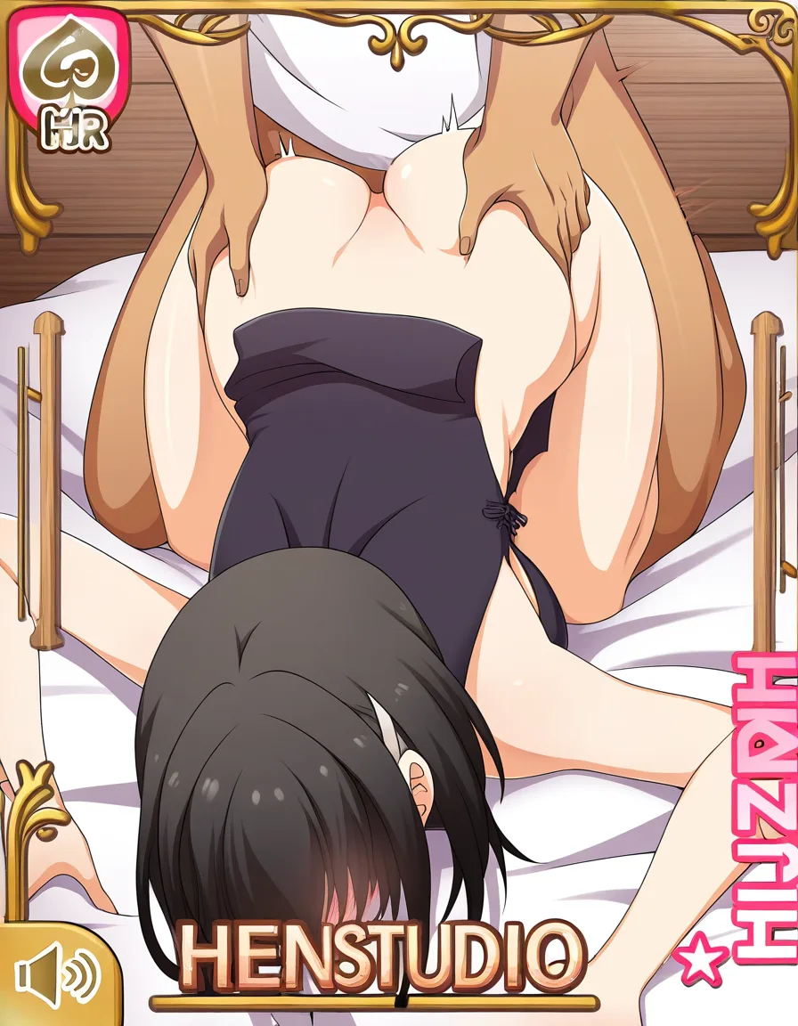 boyfriend is fucking his best male friend in the ass doggystyle on the bed. The Top has black hair and is skinny and the bottom is quite short and has blonde hair and is not skinny but is normal., hentai_studio_quality GAY!!!!! His girlfriend is watching on a chair in the back, hentai_studio_quality, hentai_studio_quality