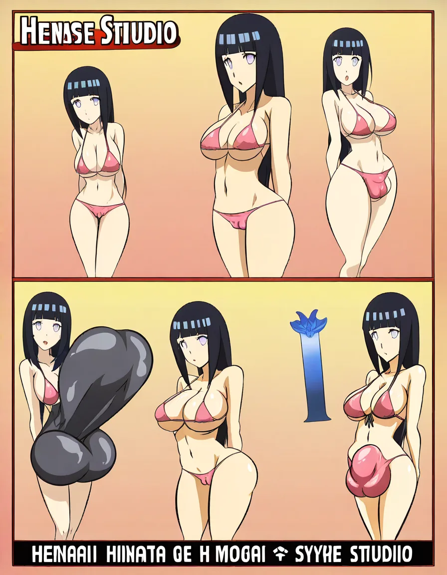 @hyuuga_hinata  as adult bimbo futanari, massive tits, glossy oiled skin, tiny pink bikini, (cameltoe:1.2), (massive bulge:1.7), erect penis tenting bikini bottom, dripping, standing, hand on bulge, looking at viewer, nsfw, hentai, hentai_studio_quality, (anime style:1.3), 2d, anime screencap, cel shading, flat color, hentai_studio_quality
