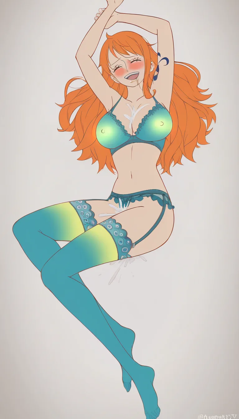 score_9_up, (one piece anime quality), One piece style animation, best quality, masterpiece, clean art, @nami one piece, long orange hair, small tits, tit job, orgasm, anime_studio_quality looking at viewer, happy orgasm cum in pussy, rough sex, sexy, (teal lace lingerie), teal blue lace stockings, tits exposed tits, (SuperQuality:1), (SuperQuality:1.2), medium saturation, vibrant colours, (2D style), anime quality, focus on girl, (no blurry faces), high face quality, clean blacklines, no deformities, AissistXLv2, lighting on girl, (minimum detail background), cum on face, (simple plain white background), one piece anime quality, one piece anime style, (lighting on girls face), ring light, best lighting quality 1girl, (Nami from One Piece), 8k, hdr, best resolution, detailed face, cartoon style, (one, piece), orgasm face, pleasure, pussy juice, see through clothes, see through bra, (brighter vibrant colour:1.7), full body view, stockings lace, see through bra, aheago, (top down view), different sex positions, plain white background, feet above head, 2d flat colours, nami one piece anime face, (see through bra), perky tits small hard nipples, blowjob, spooning position, hearts, drooling, in love exposed breasts, masturbation, paizuri, bra half off, stockings ripped, seductively sucking finger, flat colours passionate sex, better lighting, <lora:EnvyBetterHiresFixXL01:.8>, (SuperQuality:1.0), ~, (SuperQuality:1.2) see through Lace bra, seductive, femdom, female domination, hentai_studio_quality, femdom girl on top topless cowgirl_position girl riding dick movie quality