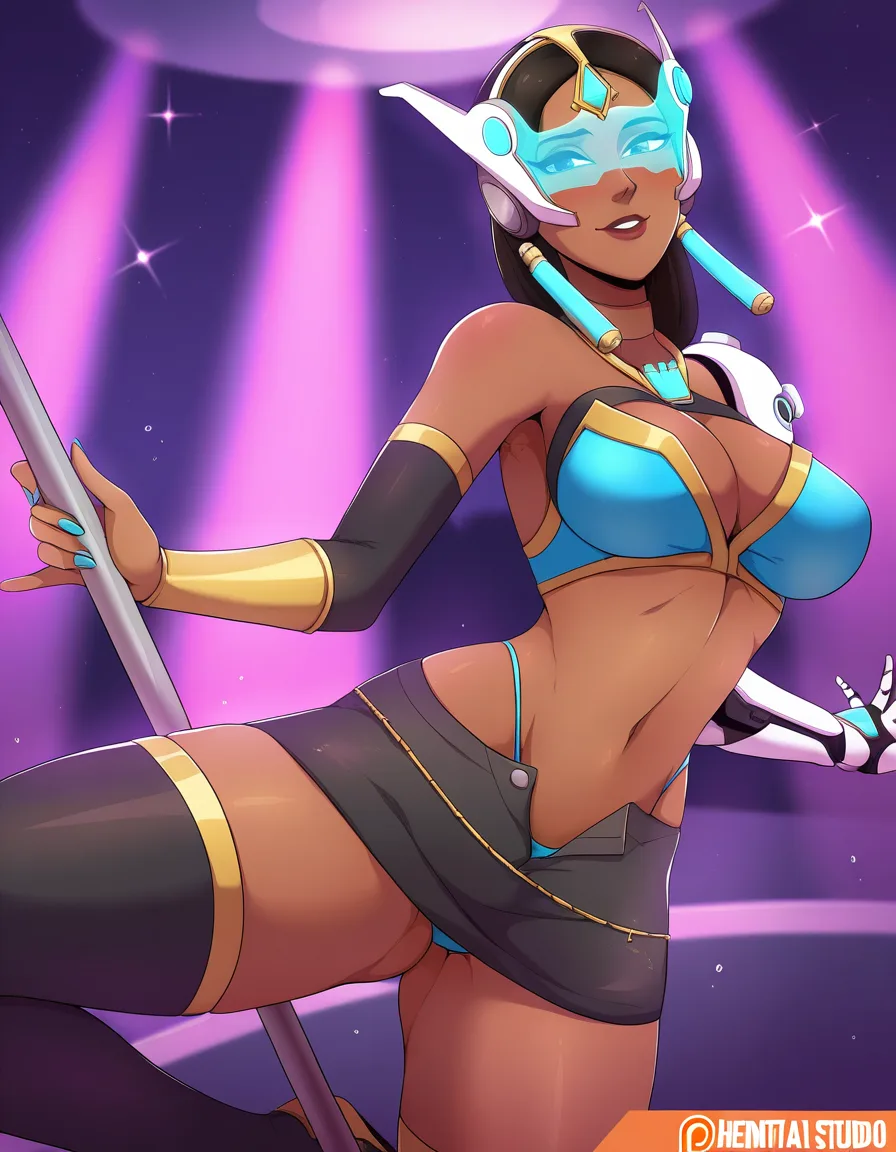 masterpiece, overwatch, symmetra , miniskirt , stripper, partially_unbuttoned , hentai_studio_quality, hentai_studio_quality, hentai_studio_quality