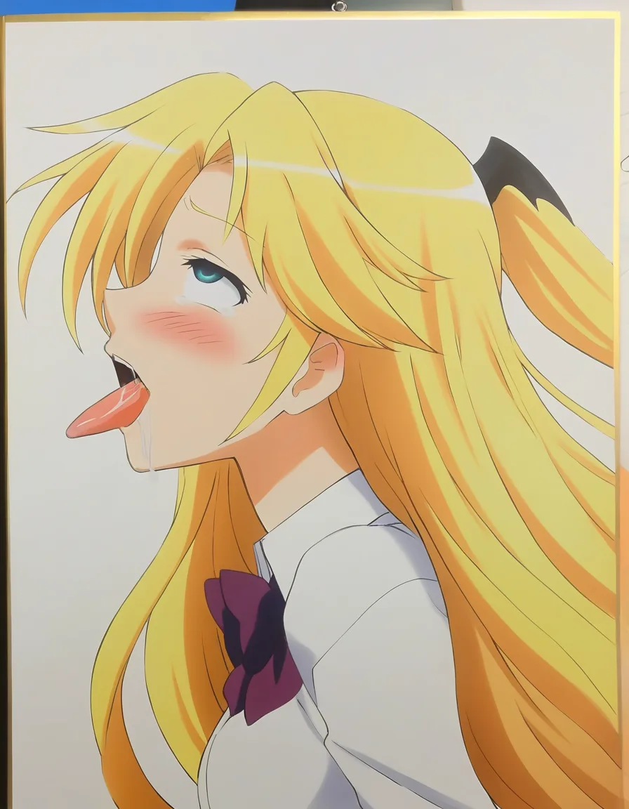 ultra detailed shading, 1girl, bowtie, ahegao, side view, visual novel art, hentai_studio_quality