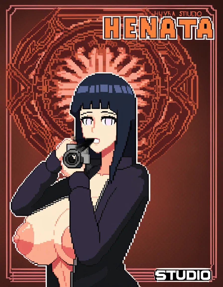large_areolae pixel_art topless @hyuuga_hinata , above all its in pixel art style, spit on camera, hentai_studio_quality