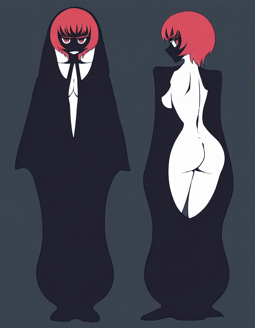 akairiot_artstyle, @madotsuki, 1girl, solo, aged_up, medium_breasts, ass, standing, from_behind, looking_back, looking_at_viewer, (anime style:1.3), 2d, anime screencap, cel shading, flat color, @00osamio00