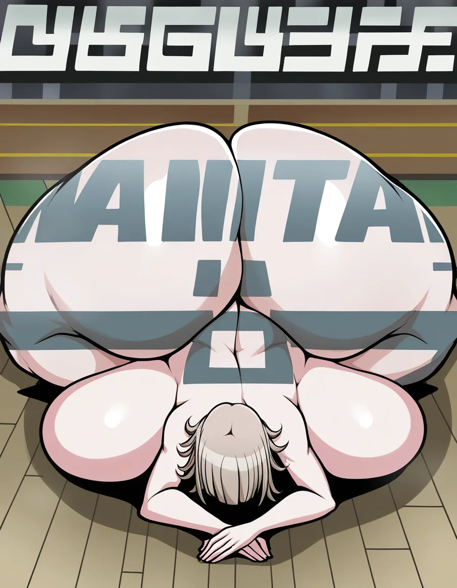 Detailed, masterpiece, Big ass, massive ass, gigantic ass, bubble ass, ass bigger than body, big breasts, massive breasts, gigantic breasts, bubble breasts, breasts bigger than body,nanami chiaki(danganronpa), pervert , ultimate breasts, huge breasts, *gigantic* breasts, plump, dogeza, dogeza pose, saying "im sorry please dont kill me❤️", apologizung, defeated, belly, hentai_studio_quality