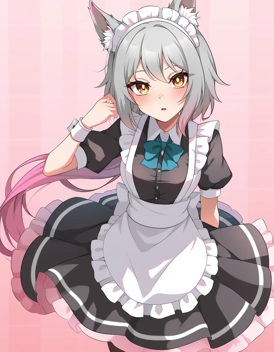 Quality best, maid, eyes color pink, hair grey_hair, hentai_studio_quality