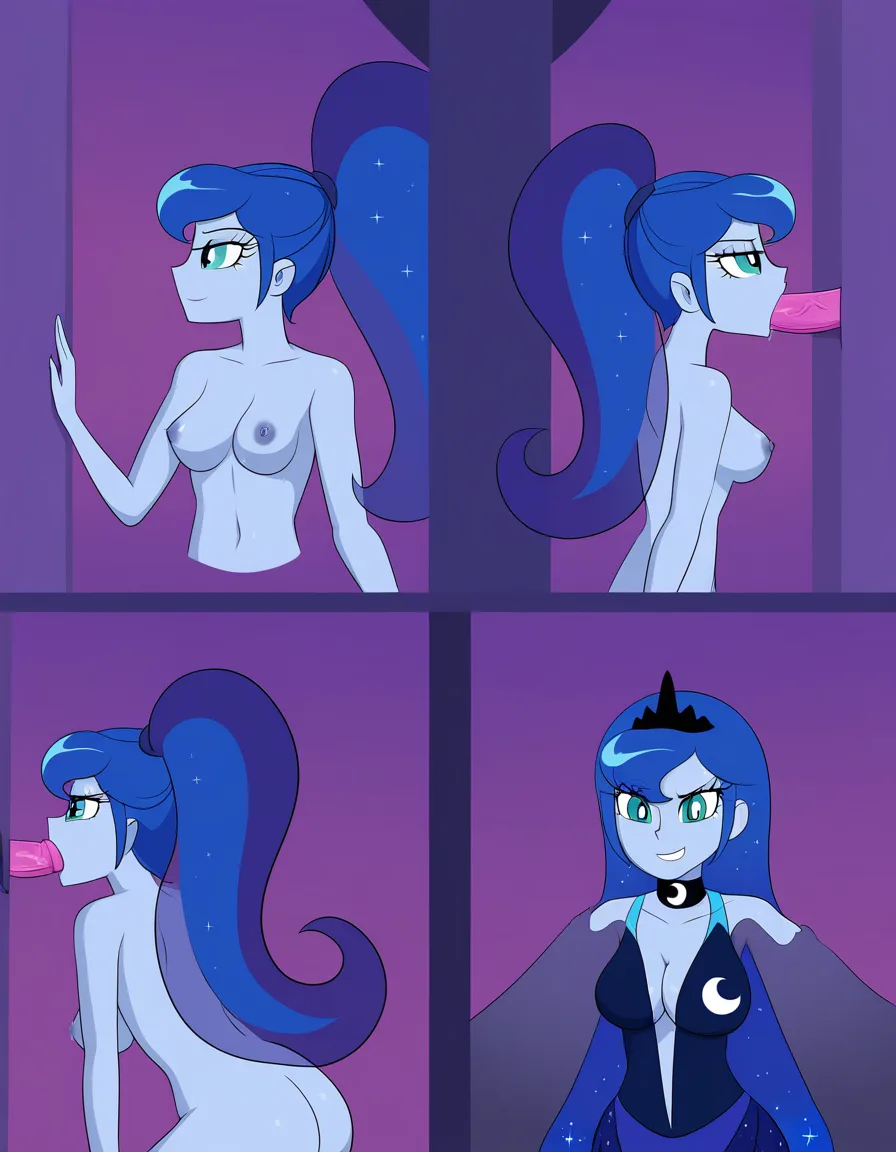 equestria girls , princess luna , fe;llatio . glory_hole . side_profile, hentai_studio_quality