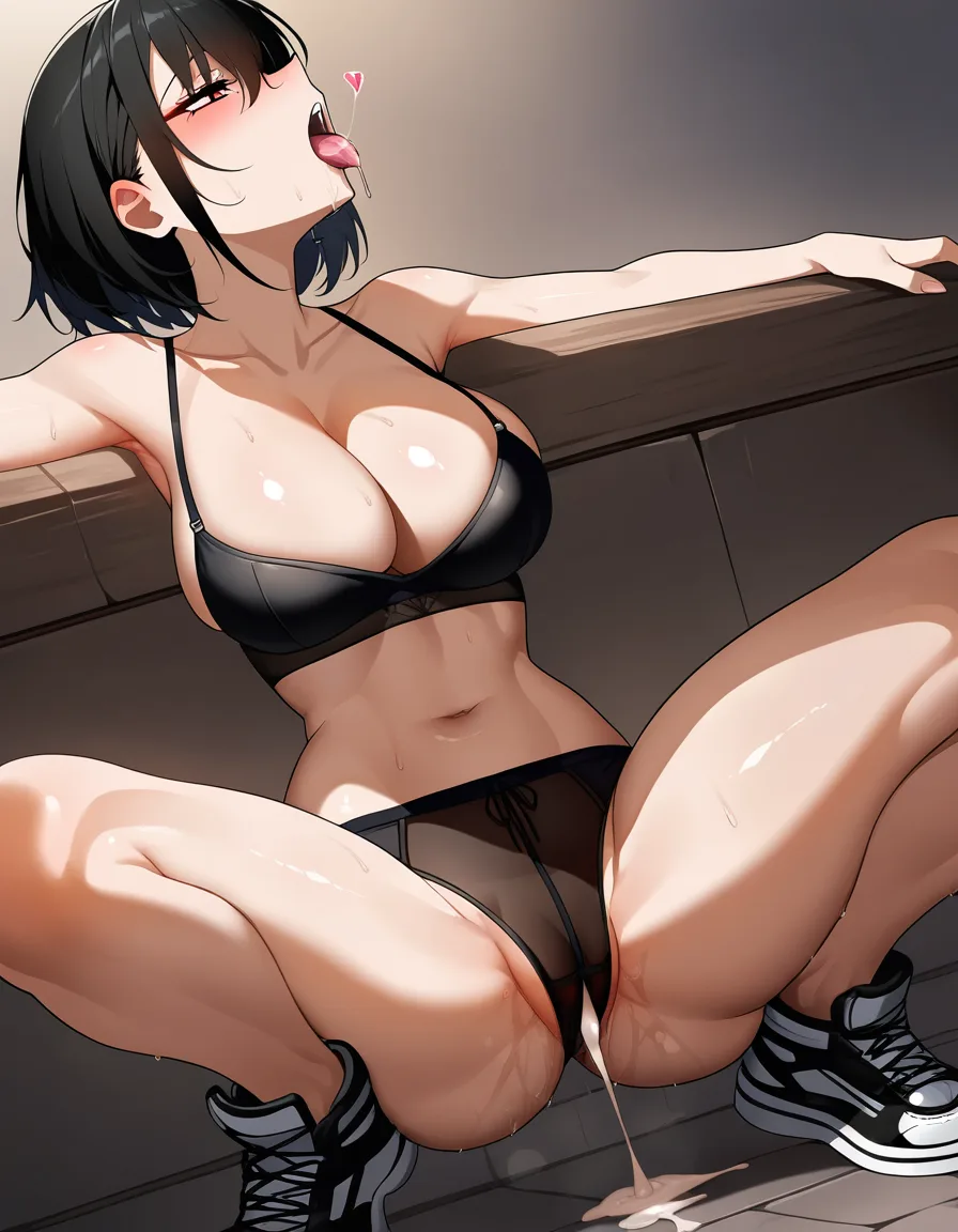 masterpiece, fine detail, 1girl, collarbone, shoes, blowjob, soft cel shading, cumdrip, hentai_studio_quality