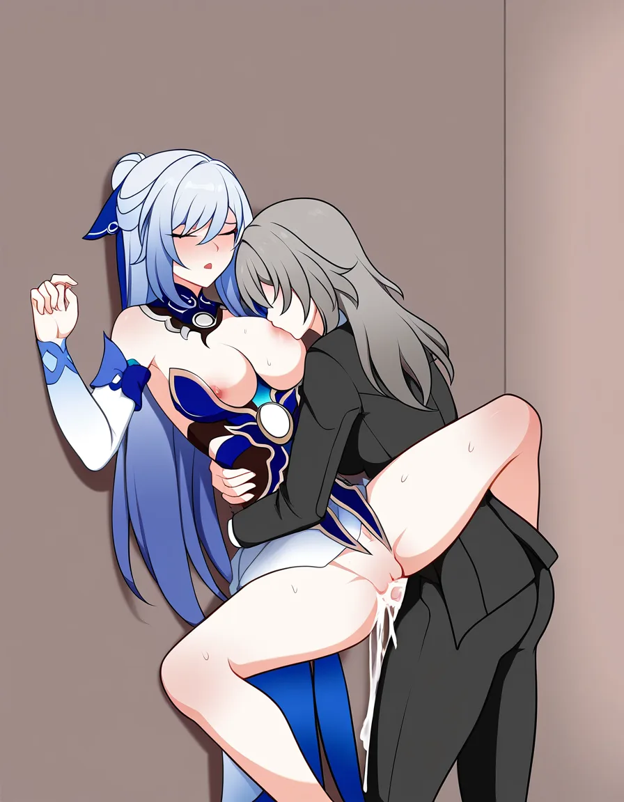 2 girls yuri sex , @stelle_(honkai:_star_rail) , black suit , futa_with_female , @jingliu_(honkai:_star_rail) , long dress, undressing , breast_sucking, cum, carrying against_wall , spread_legs , hug full_body, moaning , hentai_studio_quality, hentai_studio_quality, hentai_studio_quality, hentai_studio_quality, hentai_studio_quality