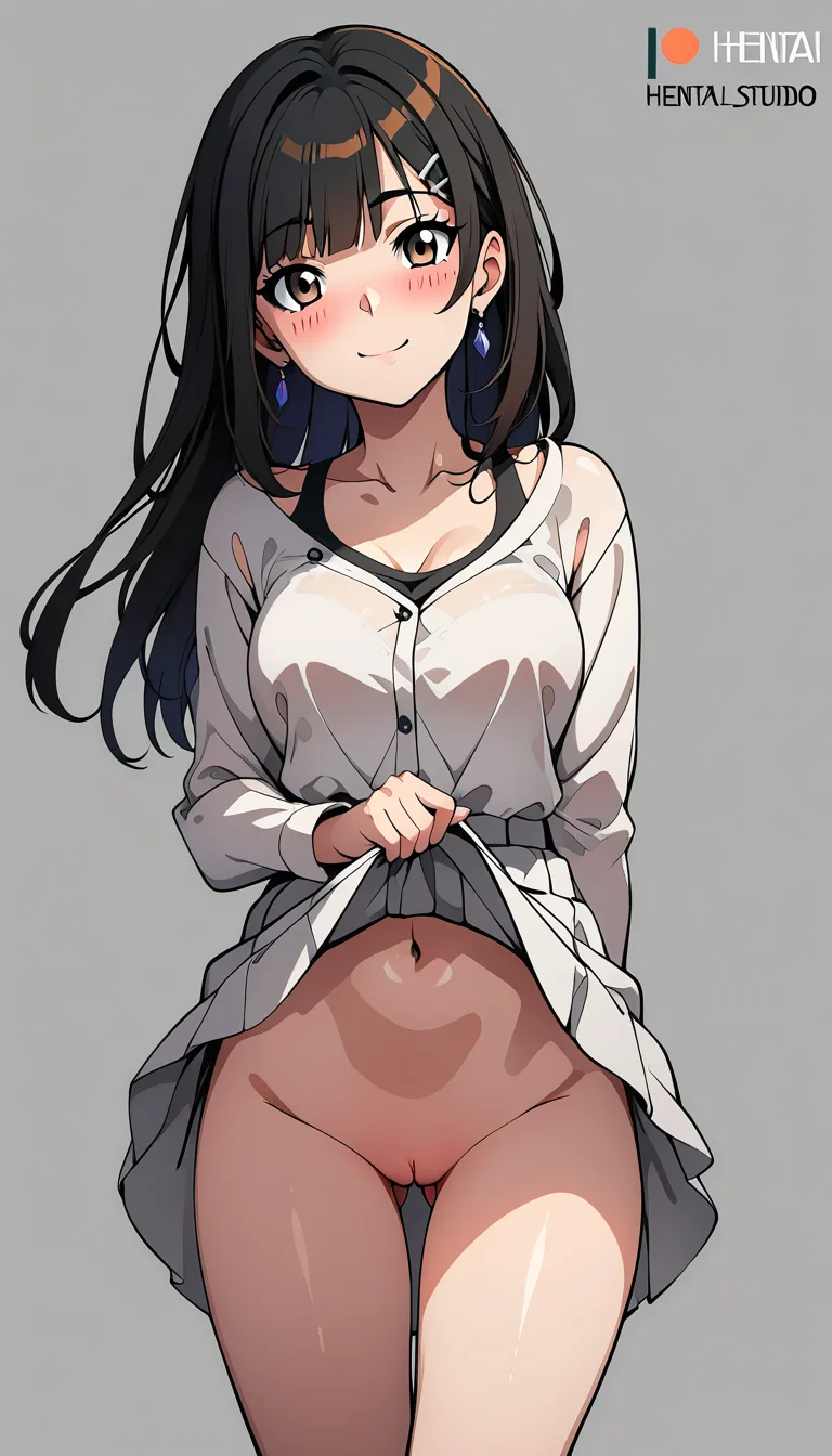 girl lifting_own_clothes no panties