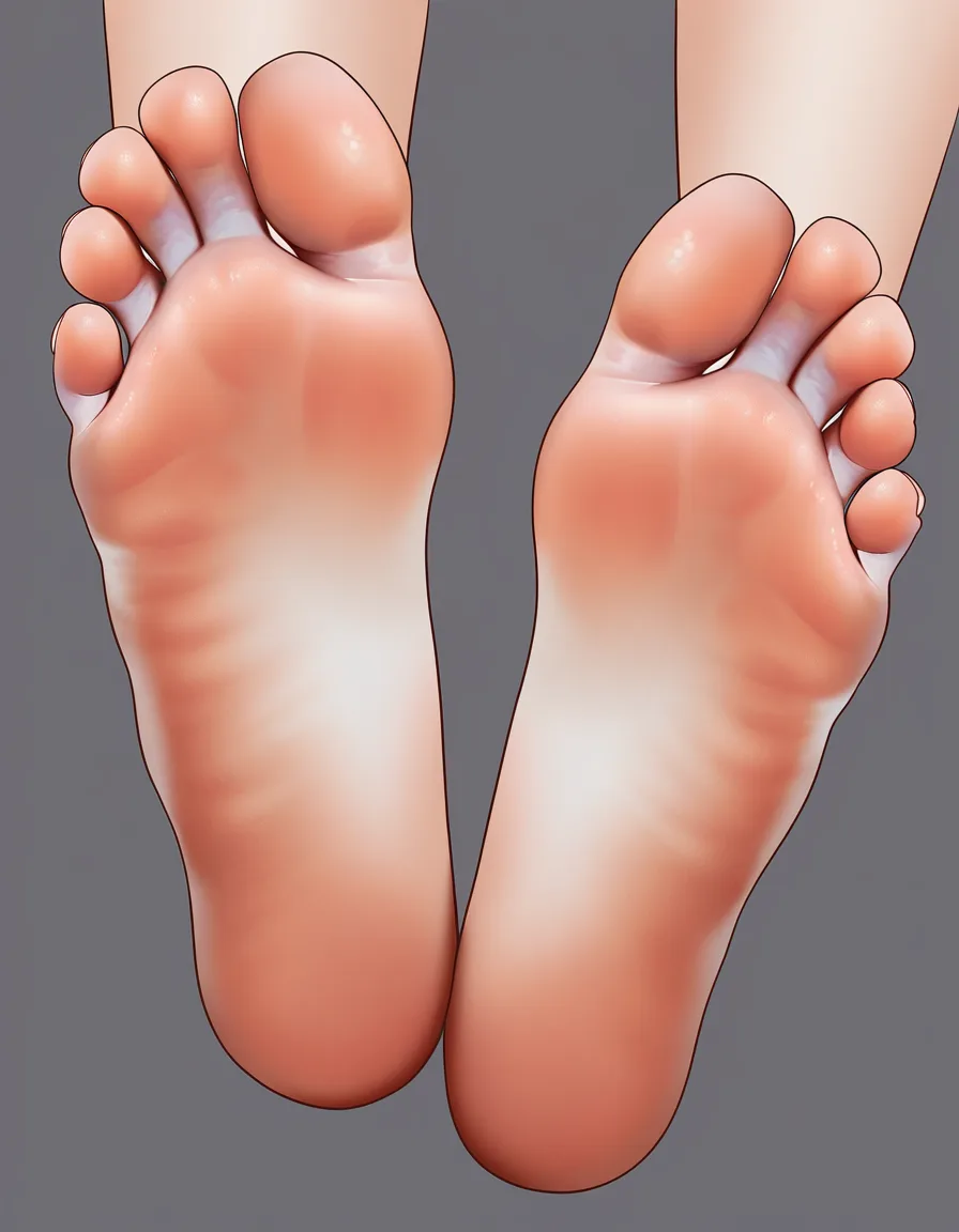 #solo #simple_background #foot_focus #legs_together #barefoot #small_breasts 
No realistic, hentai_studio_quality