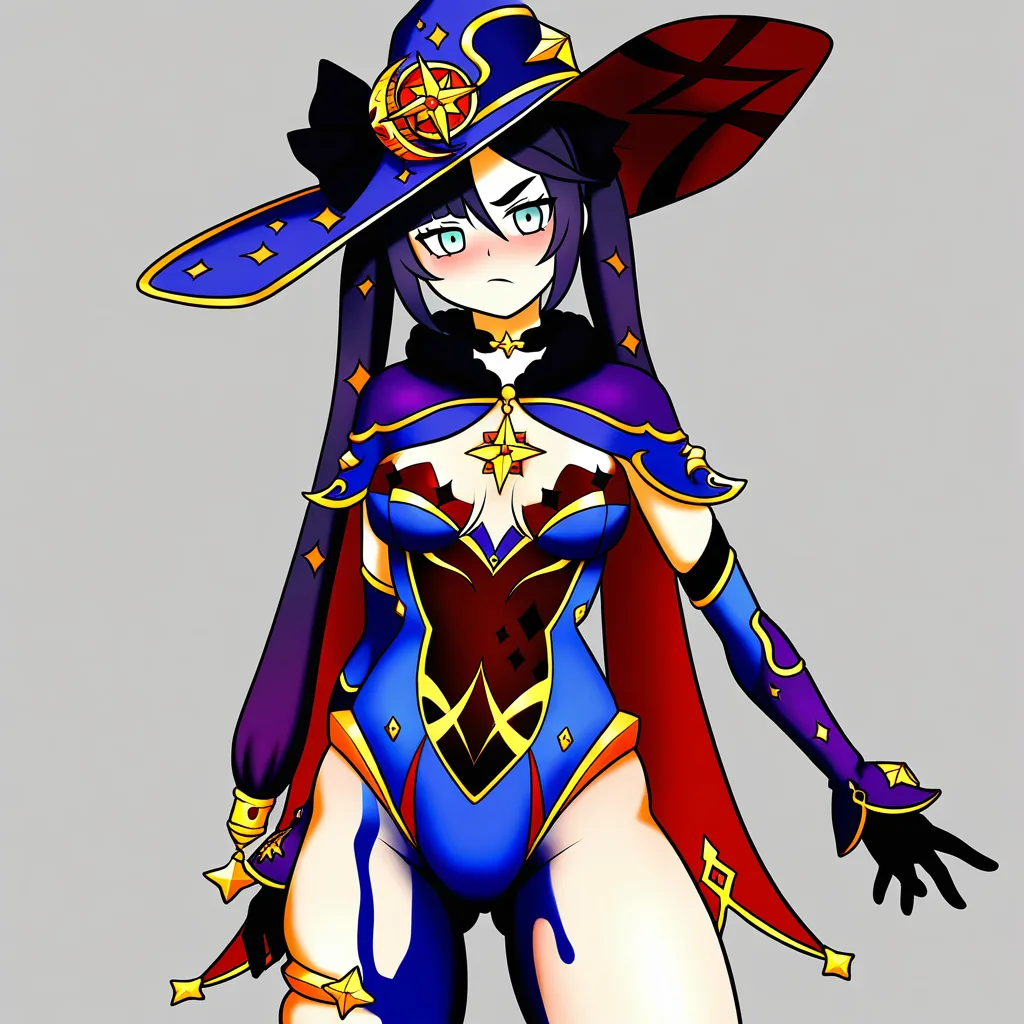 Mona, Genshin Impact, clothes melting, almost naked, hentai_studio_quality, hentai_studio_quality