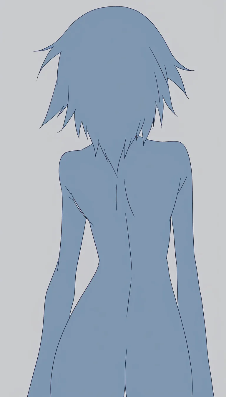 cinematic, 4k.
A succubus with sapphire blue skin disguised as an erotic dancer with frost blonde hair seen from behind walking down a hallway to a private room swaying her hips seductively as a spiral circles behind her