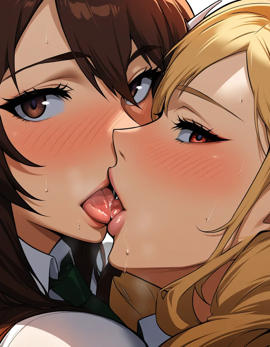 masterpiece, best quality, 1girl kissing_viewer buchukisu, sloppy french_kiss, hentai_studio_quality