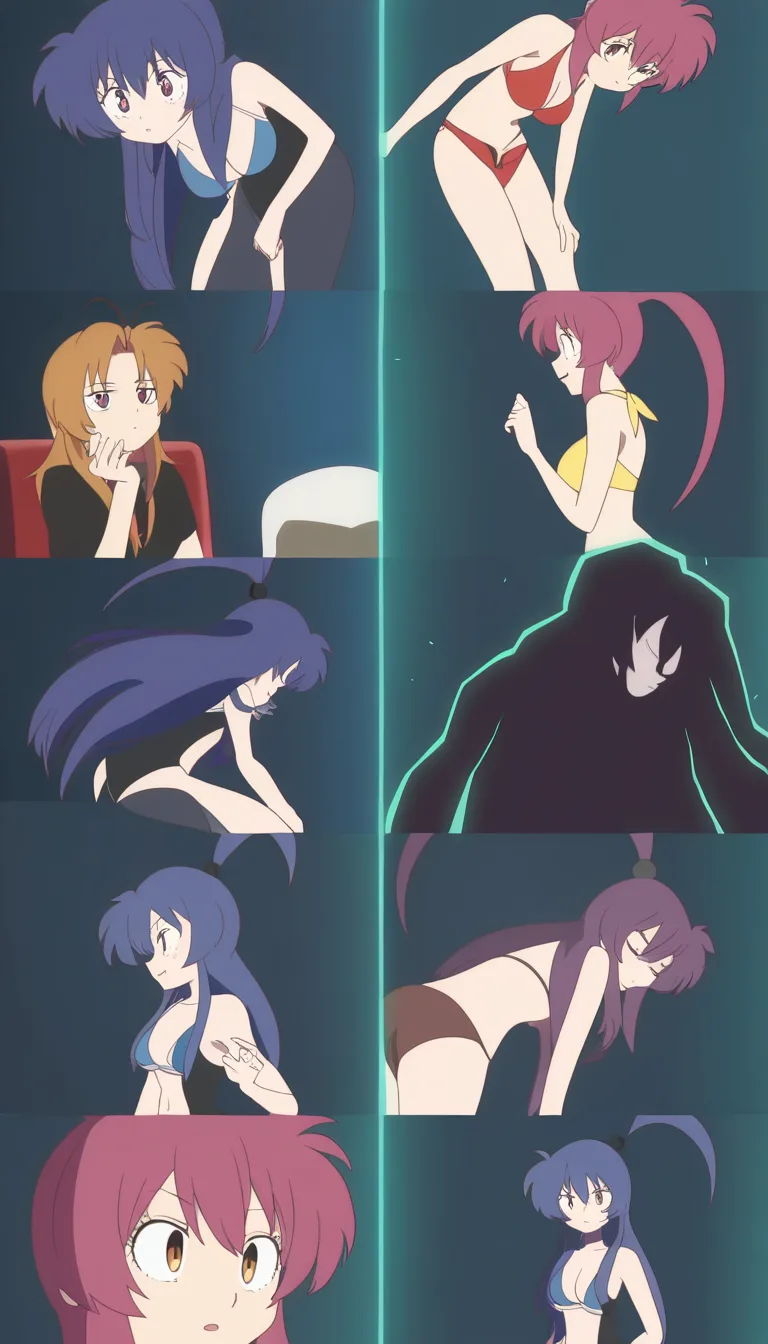 ultra detailed, couple, bikini, bent over, wild energy, anime style, (anime style:1.3), 2d, anime screencap, cel shading, flat color, @00osamio00