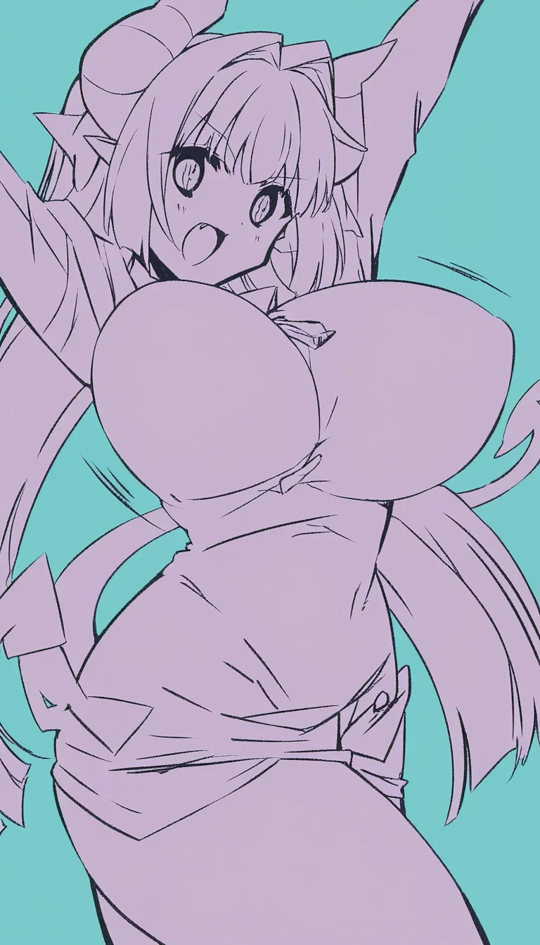 huge_breasts demon_girl bouncing_breasts