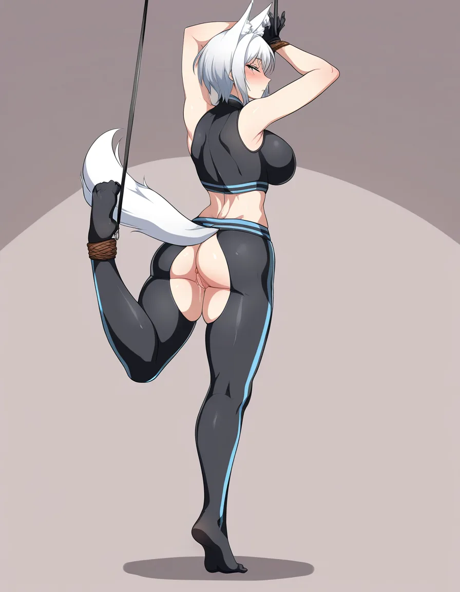 best quality, explicit detail, fitness model, tail, bondage, medium shot, hentai style, hentai_studio_quality