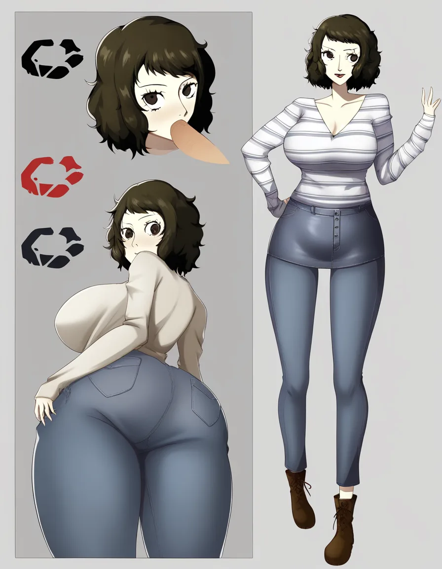 1boy 1girl fellatio bed this is the girl: (Adult Japanese woman, Sadayo Kawakami, with a slender, average-height build and a mature, elegant appearance. She has long, straight dark brown hair reaching past her shoulders, with slightly uneven side-swept bangs framing her face. Her hair is smooth and naturally layered, with a few loose strands around her cheeks. She has fair Japanese skin, a soft oval-shaped face, narrow dark brown eyes, thin eyebrows, and a small delicate nose. Her expression is generally calm and slightly tired-looking, with a subtle, reserved demeanor. Outfit: She is wearing a fitted, casual mustard-yellow long-sleeve shirt. The shirt has a wide, rounded scoop neckline that exposes a small amount of her collarbone and upper chest. It is made of thin, stretchy fabric and fits closely to her torso, with horizontal lighter-yellow/cream stripes running across the entire shirt. The sleeves are long and fitted around the upper arms but become slightly wider and looser toward the wrists, ending around her hands. The shirt is long enough to extend well past her waist and cover her hips, with the lower portion slightly gathered and wrinkled naturally around her waist and stomach. She is wearing a light blue denim skirt, visible from the hips downward. The skirt has a casual, slightly loose fit rather than being skin-tight, with visible denim seams and subtle fabric folds. Overall visual style: Japanese anime character design, clean linework, detailed facial features, natural proportions, dark brown hair, mature adult woman, professional teacher aesthetic, subdued navy and white color palette, Persona 5-inspired visual design.) this is the boy: Appearance: A slim Japanese young man with a lean, average-height build and facial features. He has messy, tousled black hair, with uneven layered strands and pointed pieces sticking out naturally around the sides and back. His bangs are irregular and slightly separated across his forehead. He has dark gray eyes, pale skin, a small nose, and a subtle relaxed smile. Casual outfit: He wears a long, open black charcoal-colored jacket/cardigan that extends down to approximately his upper thighs. The jacket has long sleeves, a simple straight silhouette, and no visible hood. It hangs loosely around his body and remains completely open at the front. Underneath the jacket is a white/off-white V-neck shirt. The shirt has a deep V-shaped neckline and subtle thin horizontal gray stripes running across the fabric. The shirt is relatively long, extending below the waist and slightly over the hips. He wears dark blue-gray slim-fitting jeans, fitted through the legs without being excessively tight. The jeans have a simple, understated appearance. On his feet are dark brown ankle boots, with a simple rounded shape and low heel. Exact outfit structure: black/charcoal long open jacket → white/off-white V-neck horizontally striped shirt → dark blue-gray jeans → dark brown ankle boots., hentai_studio_quality