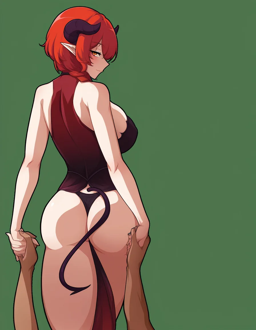 masterpiece, fine detail, demon girl, holding hands, underwear, futanari, transparent background, seductive look, eroge aesthetic, hentai_studio_quality