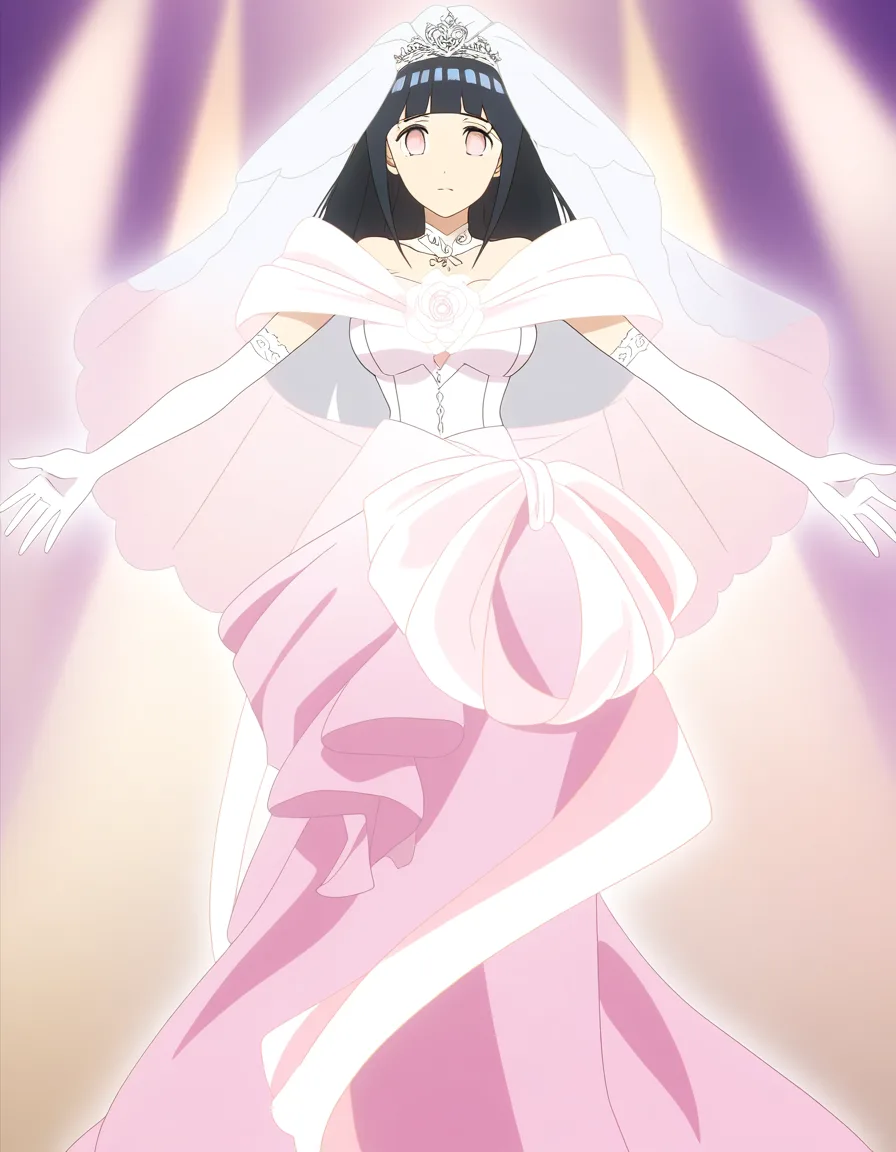 @hyuuga_hinata  wedding_dress wedding_ring bridal_veil sex  black man, (anime style:1.3), 2d, anime screencap, cel shading, flat color, @00osamio00