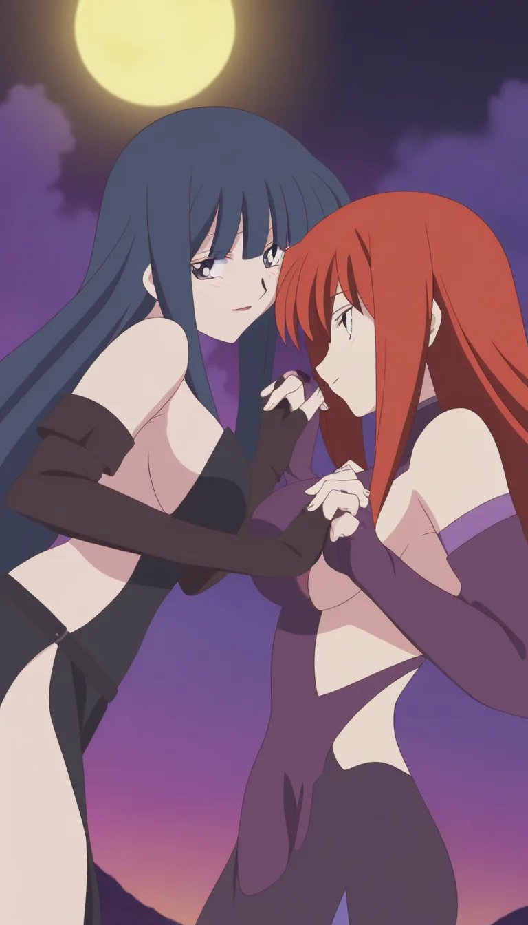 ultra detailed shading, witch, futanari, holding hands, anime style, (anime style:1.3), 2d, anime screencap, cel shading, flat color