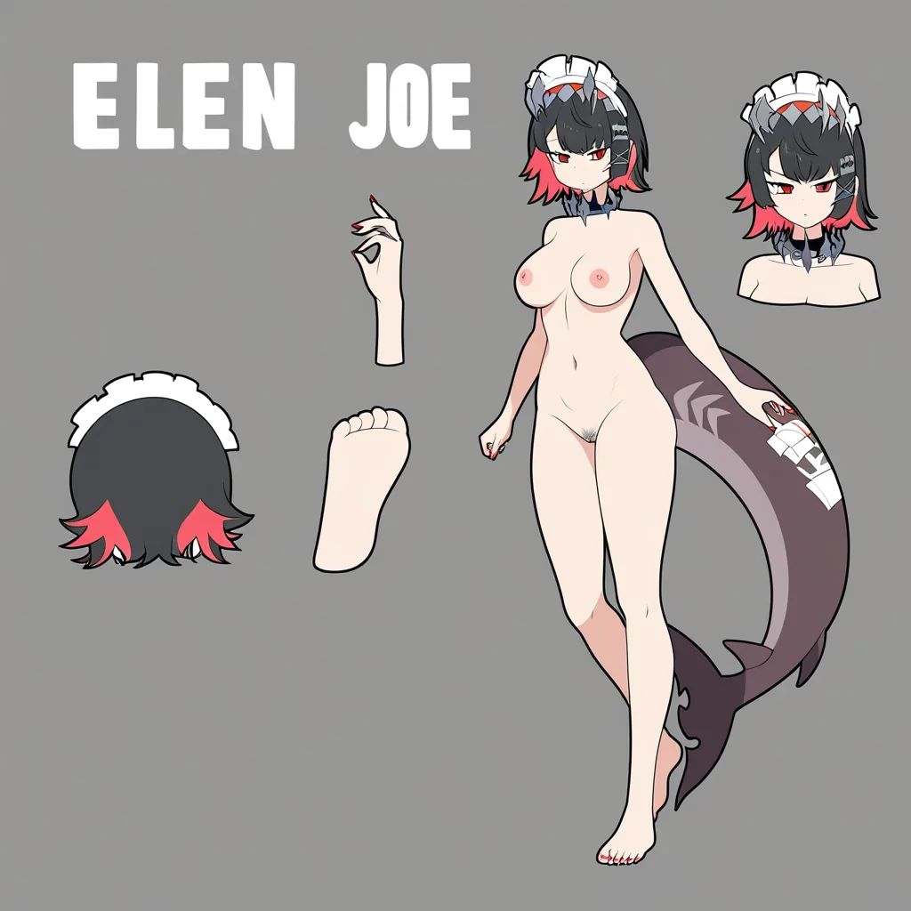 highly detailed, ellen joe, full body, naked, reference_sheet, hentai_studio_quality,, hentai_studio_quality