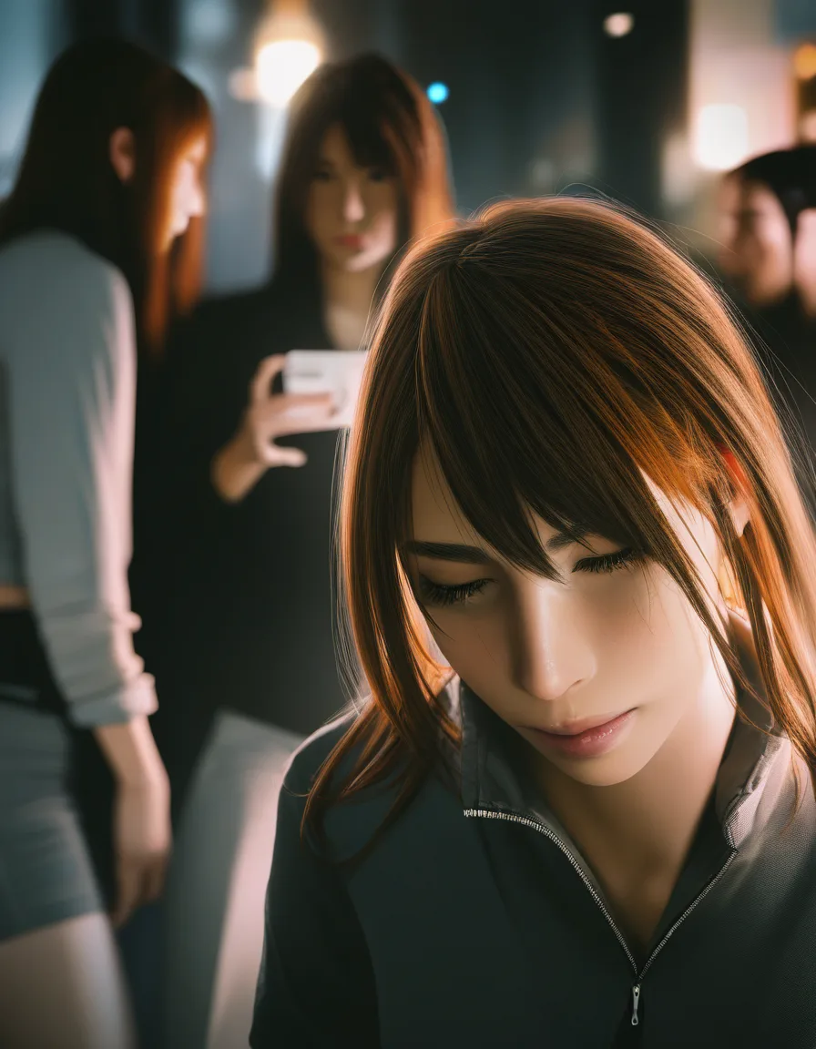 RAW photo, ultra realistic, 3girls, brown hair, jacket, blowjob, soft lighting, cinematic realism, hentai_studio_quality