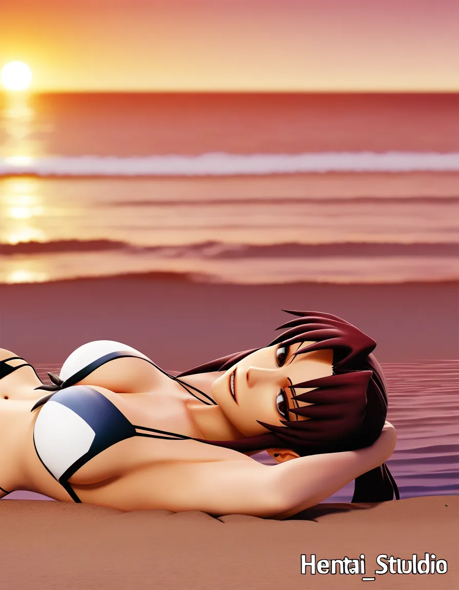 bikini, revy black lagoon, beach,, hentai_studio_quality