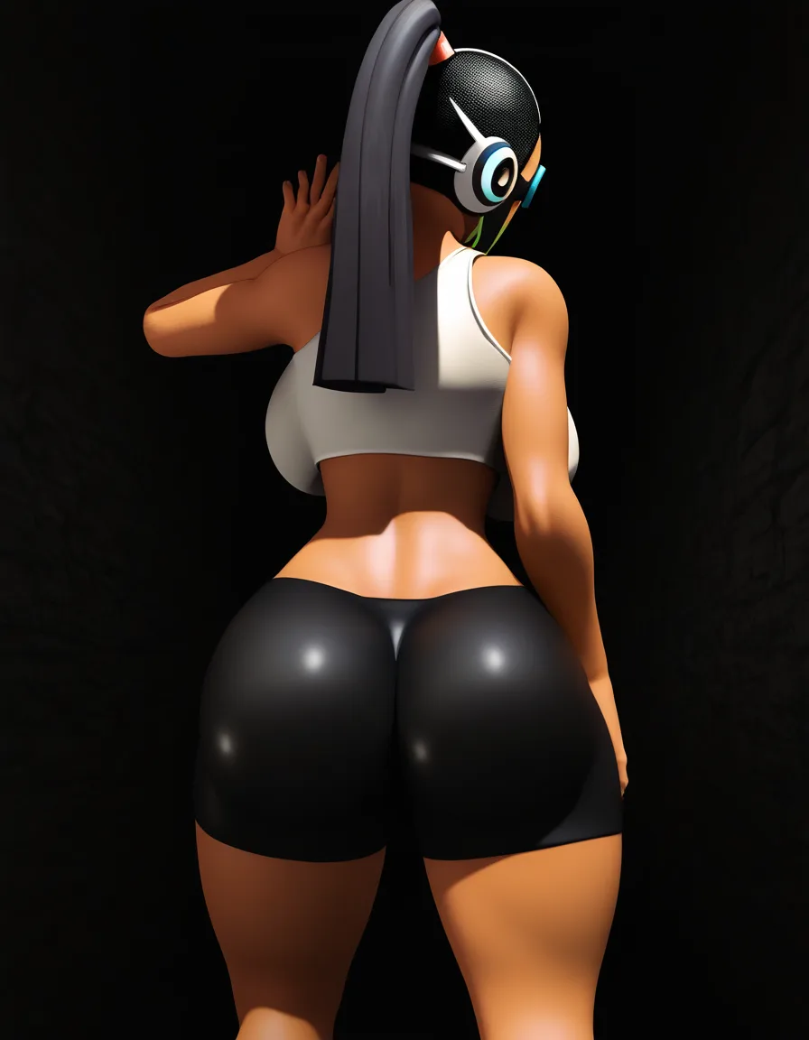 Anime girl with long black hair in a high ponytail, massive breasts straining against a white crop top, thick thighs and fat ass barely covered by tiny denim shorts with white fur trim, score_9, score_8, 3d render, octane render, subsurface scattering, ray tracing, smooth shading in a cave entrance, score_9, score_8, 3d render, octane render, subsurface scattering, ray tracing, smooth shading, hentai_studio_quality, score_9, score_8, 3d render, octane render, subsurface scattering, ray tracing, smooth shading, score_9, score_8, 3d render, octane render, subsurface scattering, ray tracing, smooth shading