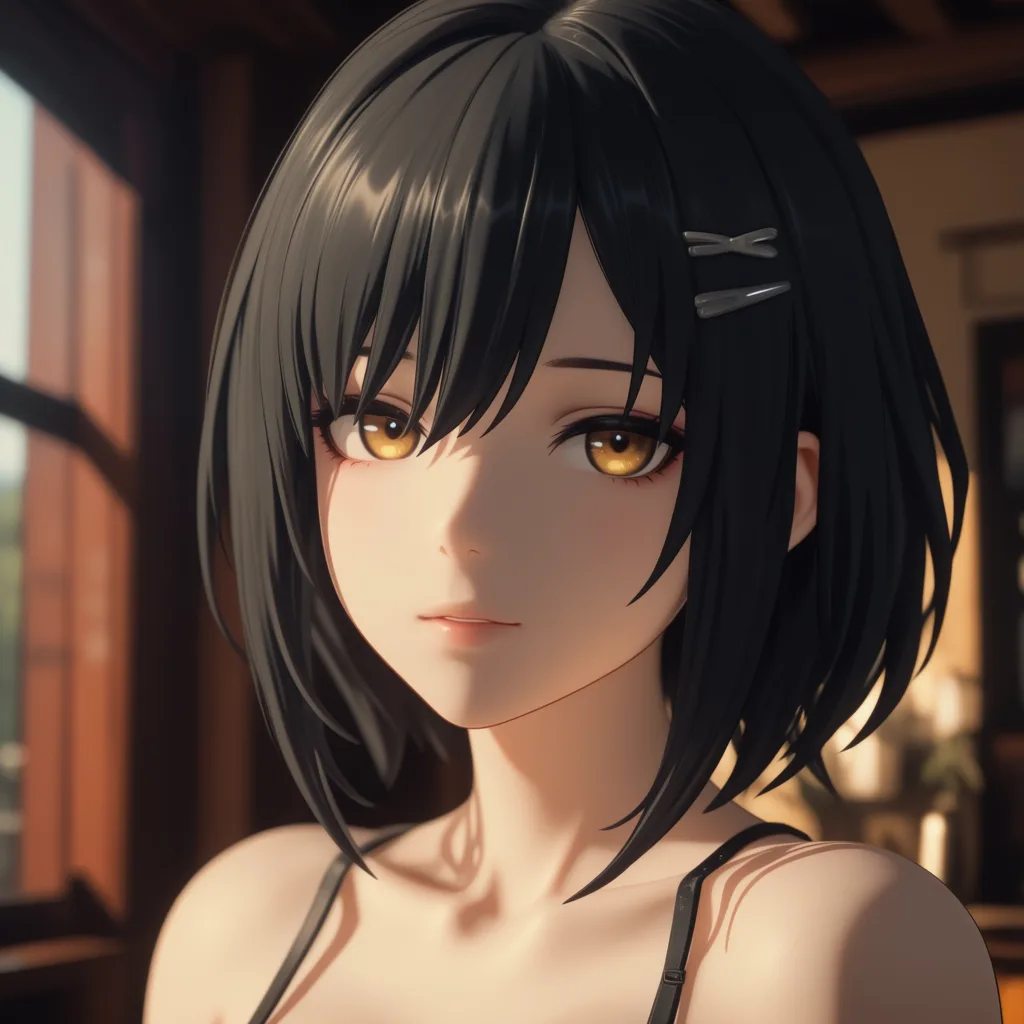 Explicit adult scene, cinematic realistic style. A fictional young adult woman in her mid-20s with shoulder-length auburn-red hair, freckles, and green eyes, wearing a black lace bra and matching black lace thong, reclines on a bed with white pillows and blue floral bedding in a bright white bedroom with soft daylight from a window. A fictional adult man enters the frame from the right and kneels on the bed before her. She lowers herself onto her knees in front of him, unbuckles his jeans, and performs oral sex on him, her mouth on his penis, her head moving in a slow rhythm, her hand gripping the base. He rests one hand gently on the back of her head. Camera: static medium two-shot at chest height, slowly pushing in over 15 seconds to a medium close-up on her face and his torso. Soft natural window light, warm skin tones, shallow depth of field. No camera cuts.