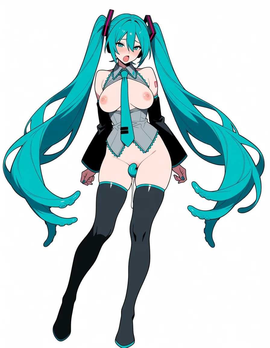 masterpiece, best quality, score_7, newest, anime screenshot, official art, 1boy, genderswap_(mtf) breasts_out long_hair sex_toy cum_in_pussy cum_on_hair tentacles sex huge_breasts flying
hatsune miku, (flat color:1.3), hard cel shading, thin crisp lineart, high key daylight, vivid primary palette, bright clean background