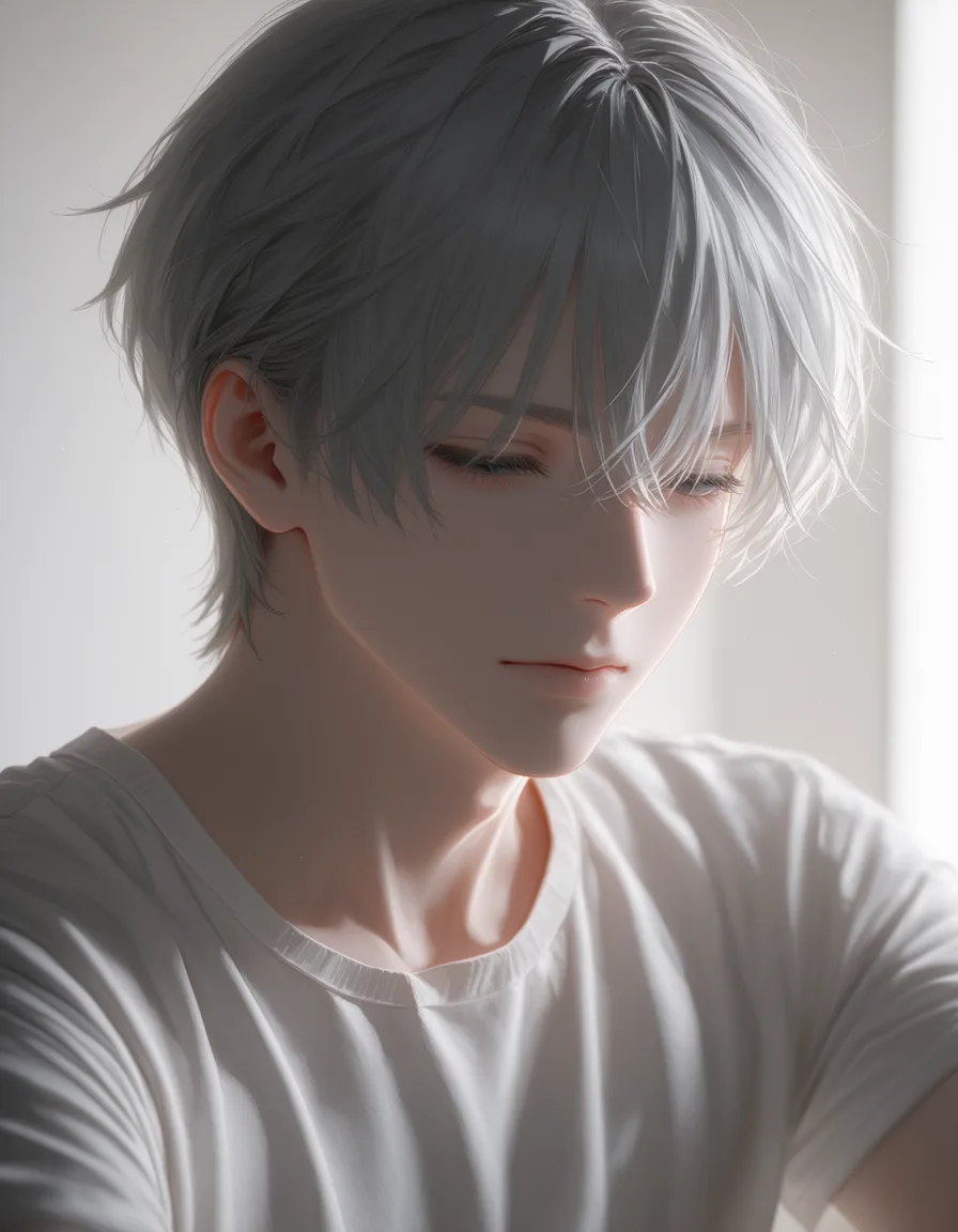 masterpiece, best quality, score_7, newest, photorealistic, realistic, 3d, RAW photo, ultra realistic, 1other, grey hair, shirt, facesitting, lifelike from_behind, (realistic:1.6), natural skin pores, subsurface scattering, soft neutral daylight, shallow depth of field, desaturated cinematic color grading, film grain
