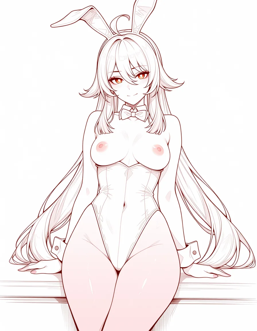 masterpiece, best quality, score_7, newest, webtoon, manhwa, digital coloring, 1girl, hu tao (genshin impact) futanari , dick , bunny outfit , nipples , cafe, clean vector lineart, soft gradient cel shading, pastel palette, gentle ambient light, minimal background