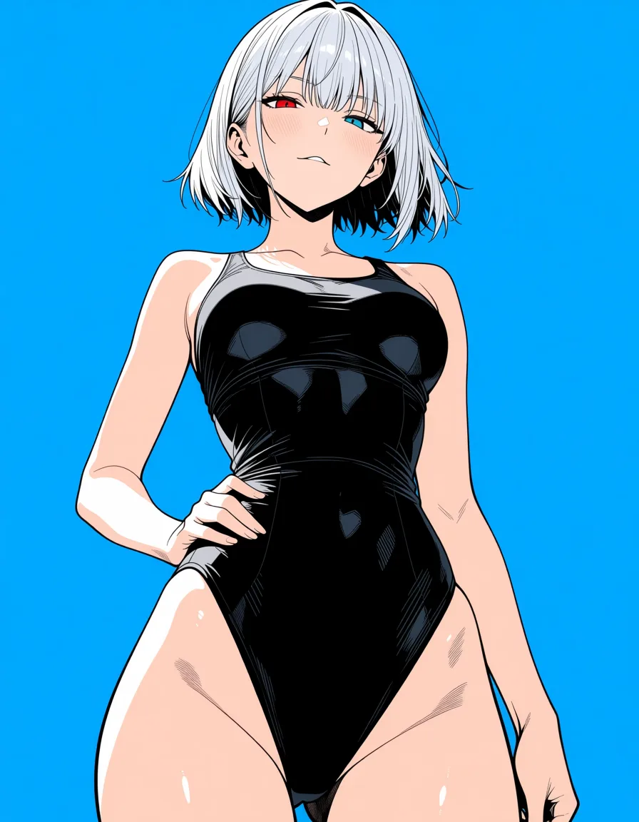 masterpiece, best quality, score_7, newest, anime screenshot, official art, femdom, (flat color:1.3), hard cel shading, thin crisp lineart, high key daylight, vivid primary palette, bright clean background