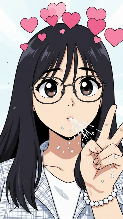 自慰喷水. Redraw the entire picture as 2D anime artwork: clean cel shading, flat blocks of colour, crisp ink line art, large stylised eyes, simplified anime facial features and simplified anime hair. The background is drawn in the same anime style. Nothing in the frame keeps its photographic appearance.
