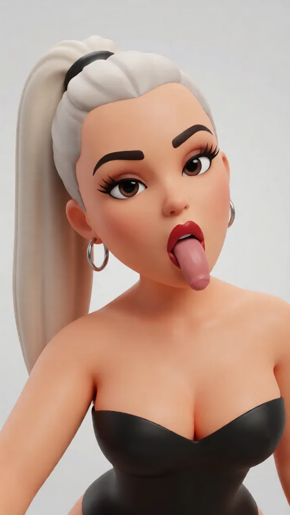 sucking penis. Rebuild the entire picture as a stylised 3D character render: smooth matte surfaces, clean subdivided geometry, simplified toy-like proportions and even studio-style CG lighting, in the look of an animated feature rather than of a camera. The background is rendered in the same style. Nothing in the frame keeps its photographic appearance.