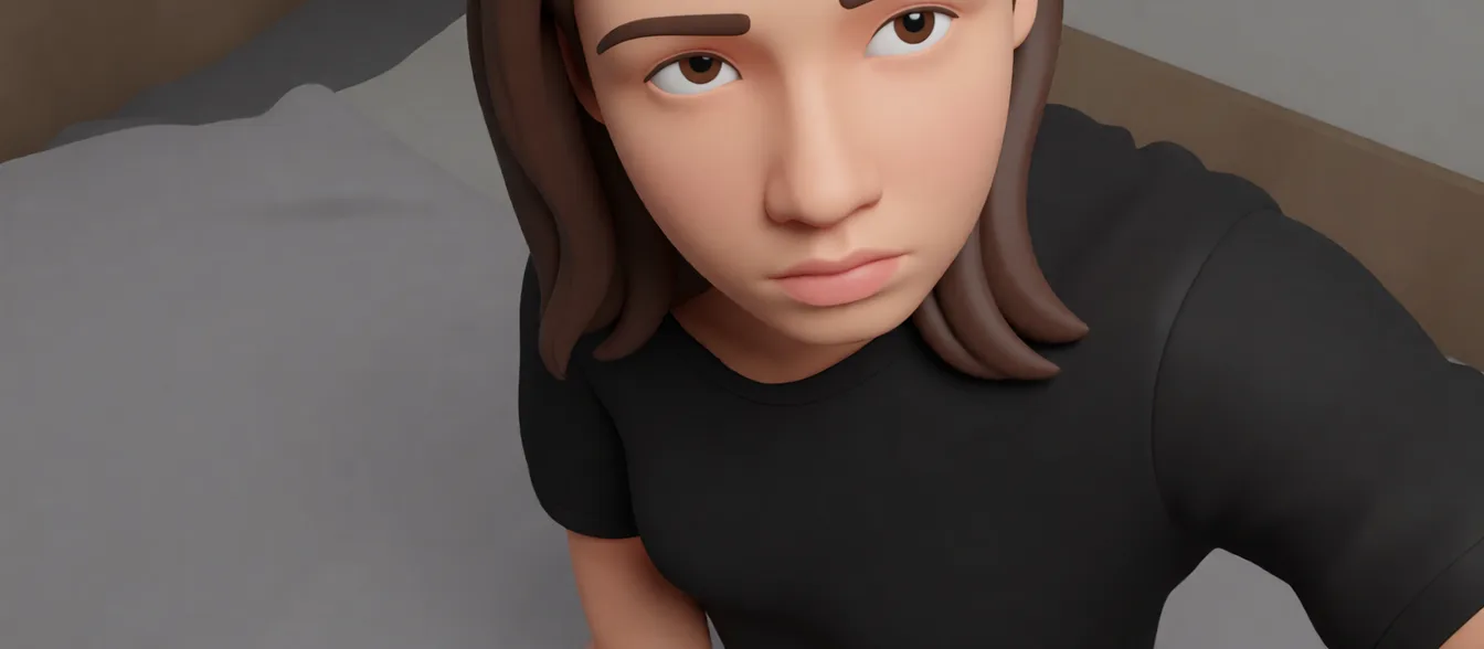 Sex, undressing, porn. Rebuild the entire picture as a stylised 3D character render: smooth matte surfaces, clean subdivided geometry, simplified toy-like proportions and even studio-style CG lighting, in the look of an animated feature rather than of a camera. The background is rendered in the same style. Nothing in the frame keeps its photographic appearance.