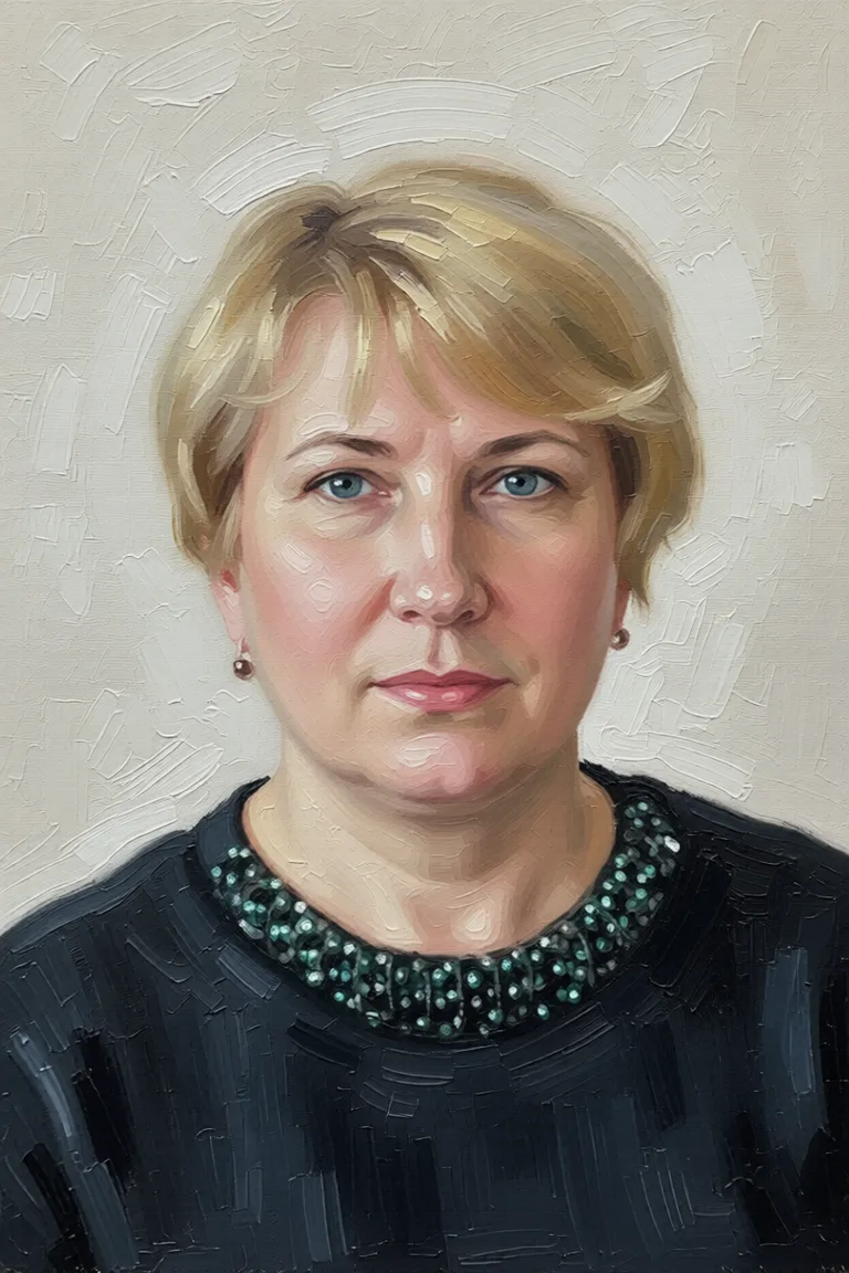 голая групповой анальный секс и миньет, вагина открыта. Repaint the entire picture as an oil painting: visible brush strokes, blended pigment, canvas texture and soft painterly edges throughout, including on the face and the background. Nothing in the frame keeps its photographic appearance.