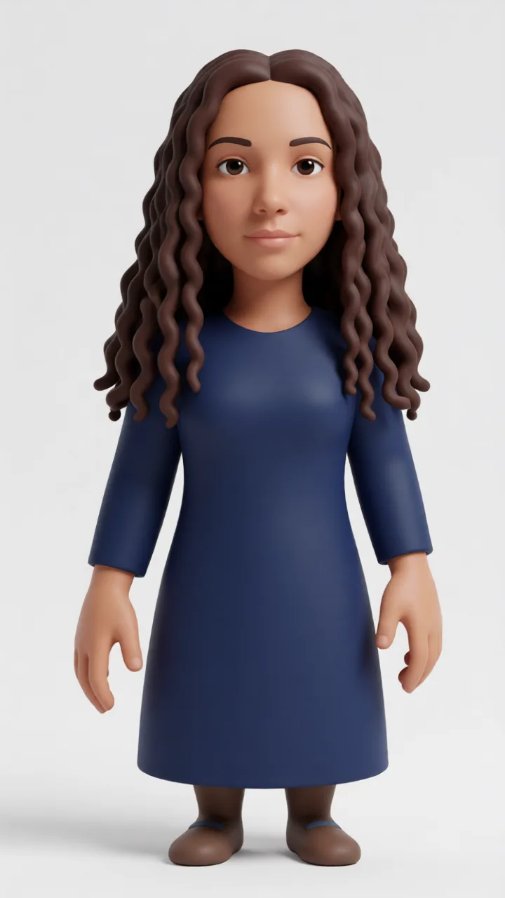 missionary. Rebuild the entire picture as a stylised 3D character render: smooth matte surfaces, clean subdivided geometry, simplified toy-like proportions and even studio-style CG lighting, in the look of an animated feature rather than of a camera. The background is rendered in the same style. Nothing in the frame keeps its photographic appearance.