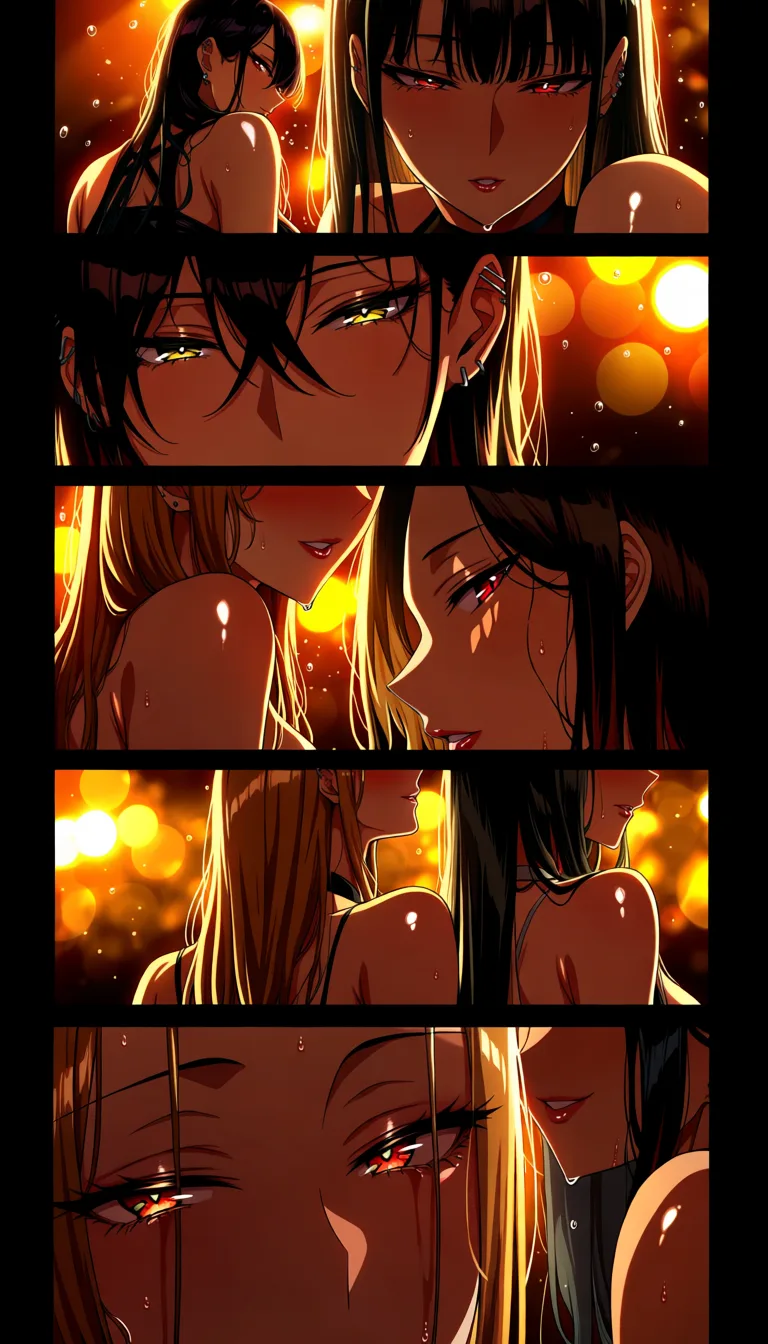 ultra detailed shading, 6+girls, official alternate costume, doggy style, seductive look, side view, manga panel look, hentai_studio_quality