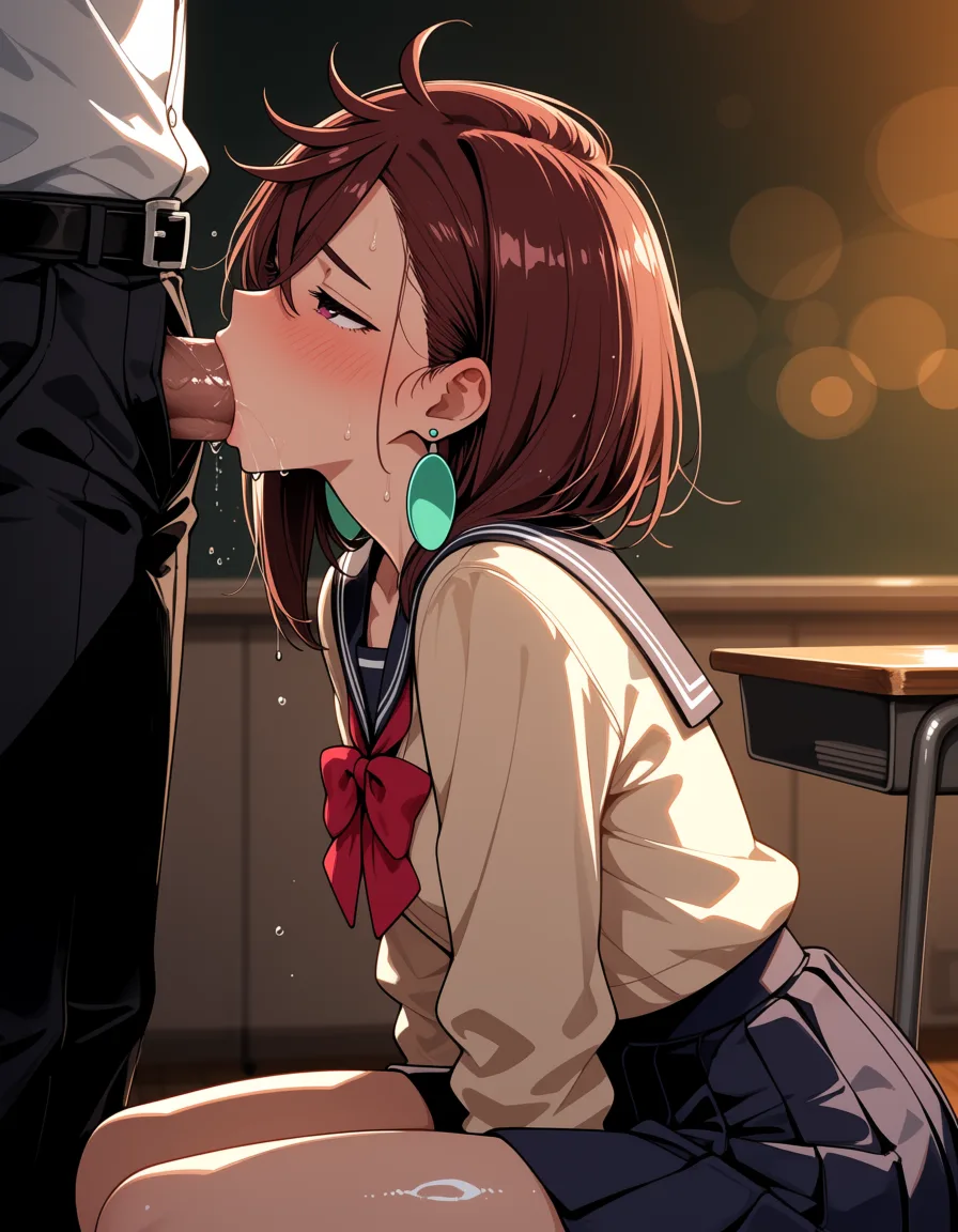masterpiece, best quality, score_7, newest, highres, absurdres, anime coloring, 1girl giving deepthroat to a man with a huge penis. classroom, kneeling, clothed_sex, ayase momo
optionaltypo_art_style, style_parody, glossy shiny skin, wet highlights, (dim warm lighting:1.2), dramatic rim light, deep shadows, dark bokeh background, sensual mood