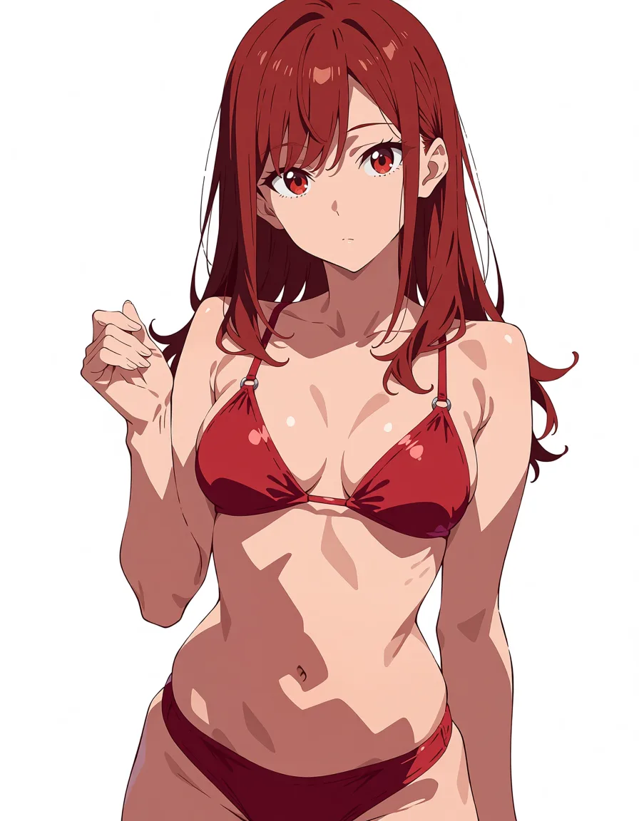 masterpiece, best quality, score_7, newest, anime screenshot, official art, small_breasts red_eyes red_hair group_sex expressionless cum_on_clothes, (flat color:1.3), hard cel shading, thin crisp lineart, high key daylight, vivid primary palette, bright clean background