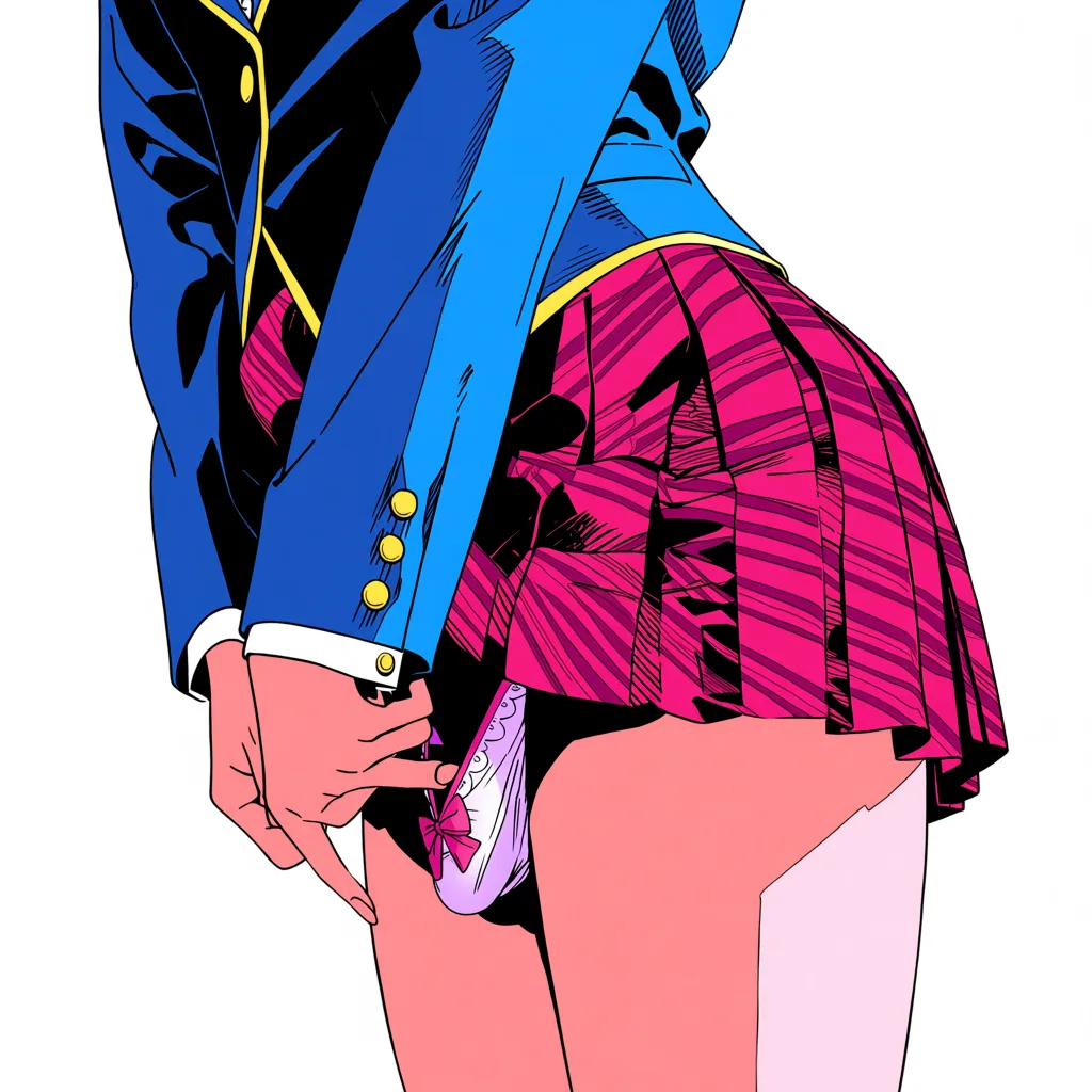 masterpiece, best quality, score_7, newest, anime screenshot, official art, 1girl, komi shouko , Sits on the bed, school uniform, lifts the skirt with her hands, futanari, cock under the panties.testicles under the panties., (flat color:1.3), hard cel shading, thin crisp lineart, high key daylight, vivid primary palette, bright clean background