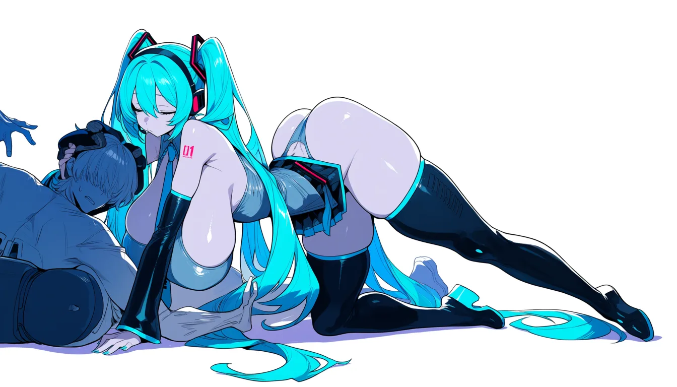 masterpiece, best quality, score_7, newest, anime screenshot, official art, 1boy, 1girl, massive breasts, huge ass, thick thighs hatsune miku
sex_from_behind, (flat color:1.3), hard cel shading, thin crisp lineart, high key daylight, vivid primary palette, bright clean background