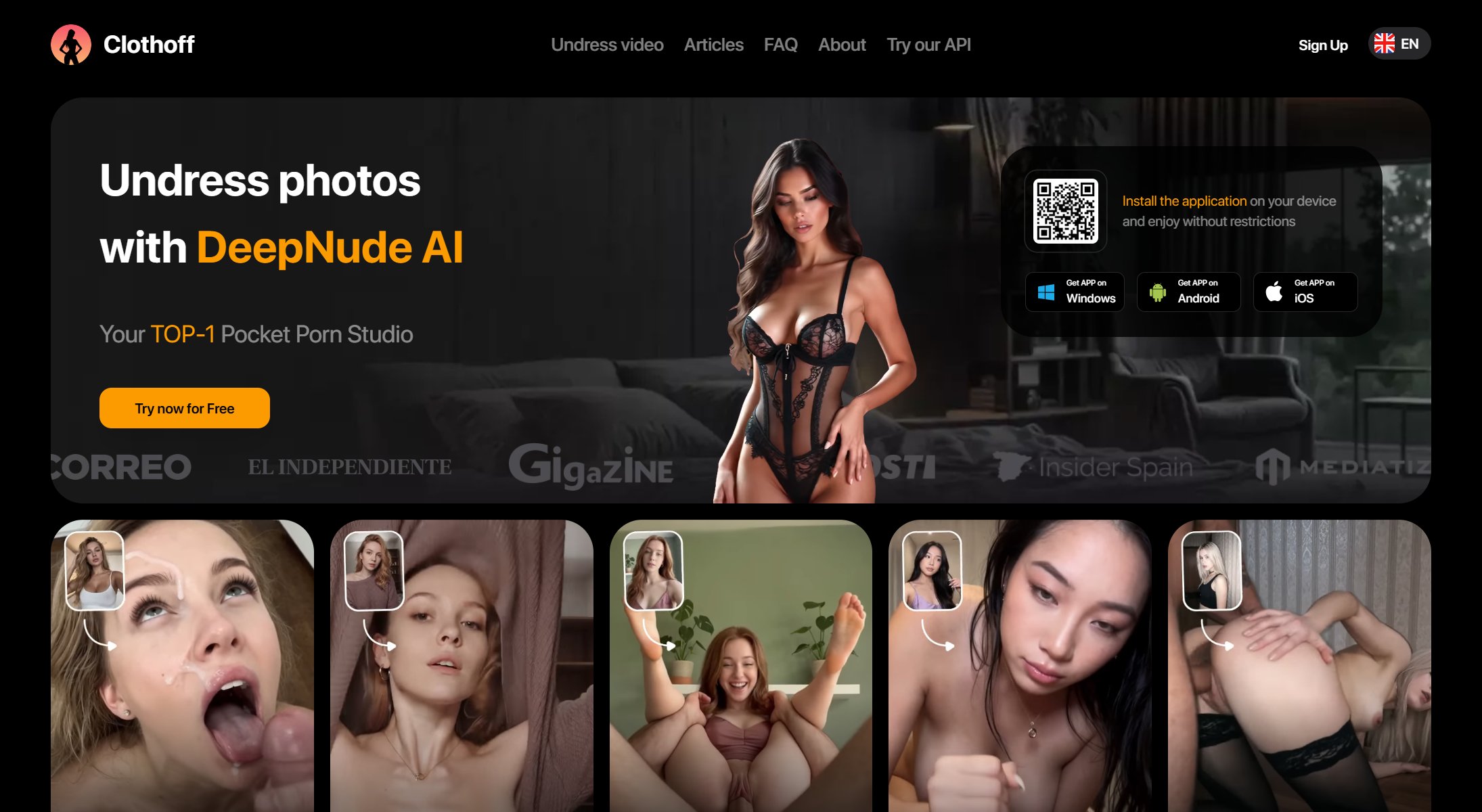 ClothOff homepage